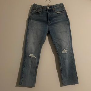 Levi jeans size 27 “Wedgie Straight” semi-distressed, never worn